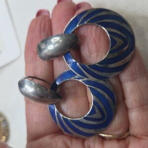 Cobalt blue enamel door knockers earrings convertible